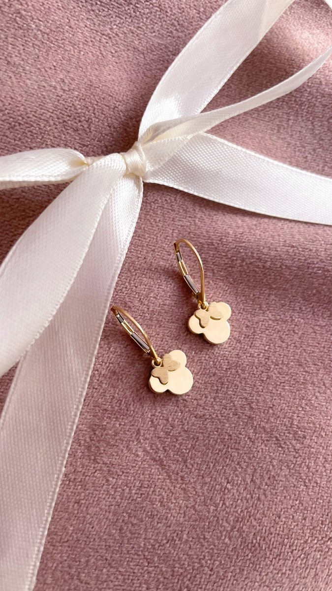 ZŁOTE KOLCZYKI ANGIELSKIE MYSZKA MINNIE 333