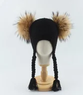 Czapki dla dzieci - Czapka dziecięca z naturalnymi pomponami 1-3 lat - miniaturka - grafika 1