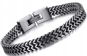Bransolety męskie - BRANSOLETKA SREBRNA MĘSKA STAL SZLACHETNA CHIRURGICZNA ORYGINALNA MODNA - miniaturka - grafika 1