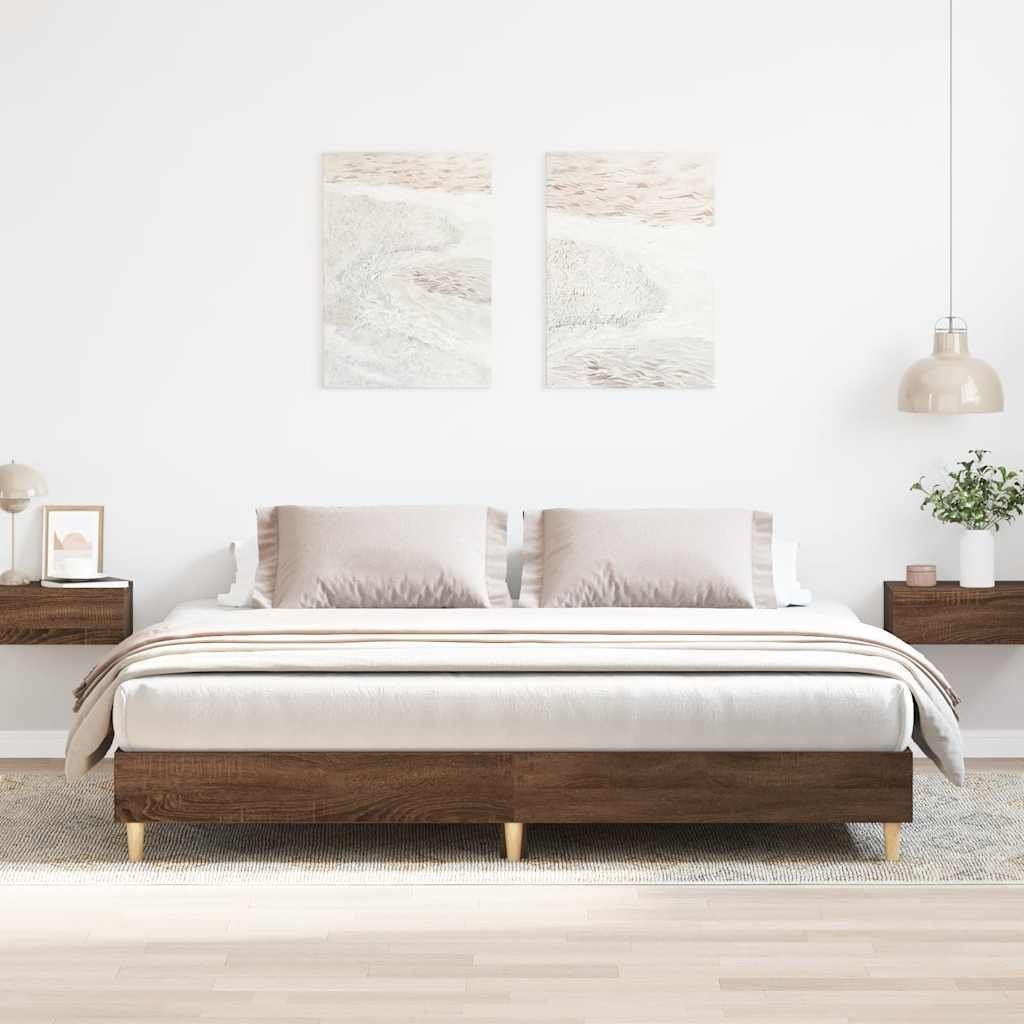 Rama łóżka bez materaca Brązowy dąb 200x200 cm Drewno klejone