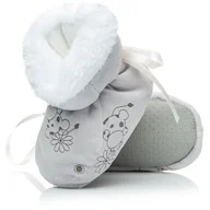 Buty dla dziewczynek - Szare niechodki dla maluszka buciki ocieplane polarem kapcioszki r 0-6 m-cy - miniaturka - grafika 1