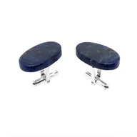 Spinki do mankietów i krawatów - Spinki do mankietów Sodalit owalny (S749) Srebro [925] - miniaturka - grafika 1