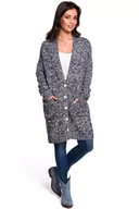 Swetry damskie - Granatowy Ciepły Melanżowy Kardigan Zapinany na Guziki - miniaturka - grafika 1