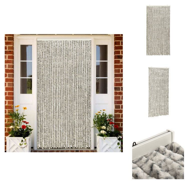 vidaXL Zasłona przeciw owadom jasnoszara i ciemnoszara 100x220 cm szenilowa - moskitiera