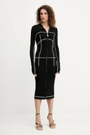 Sukienki - Patrizia Pepe sukienka kolor czarny midi dopasowana 8A1522 K265 - miniaturka - grafika 1