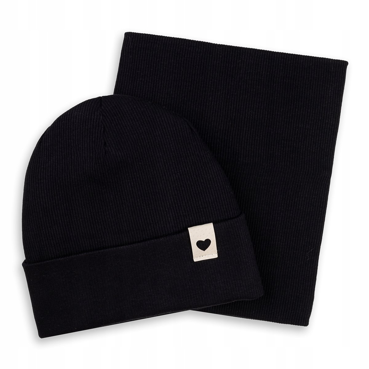 Komplet Dziecięcy Zimowy Jesienny Czapka Zimowa + Komin Prążek Polar 40-46