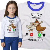 Piżamy dla dziewczynek - Piżama dziecięca Muszę Iść Kury Dzwonią 110/116 - VoloDonum - miniaturka - grafika 1