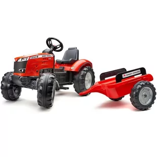 FALK Traktor Massey Ferguson Czerwony na Pedały z Przyczepką od 3 Lat - Jeździki dla dzieci - miniaturka - grafika 1