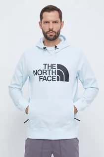 Bluzy męskie - The North Face bluza sportowa Tekno Logo kolor niebieski z kapturem z nadrukiem - grafika 1