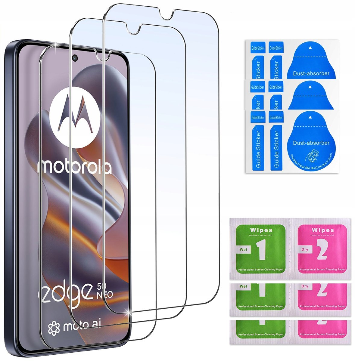 3x SZKŁO HARTOWANE do Motorola Edge 50 Neo SZYBKA 9Hzestaw 3 sztuk