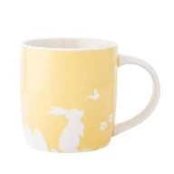 Kubki - Kubek porcelanowy szeroki 360 ml zajączek z motylem żółty - miniaturka - grafika 1