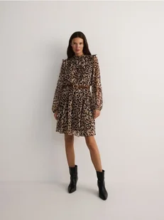 Reserved - Sukienka z paskiem - brązowy - Sukienki - miniaturka - grafika 1