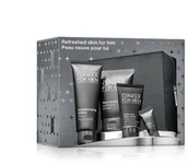 Kremy do twarzy - Clinique Clinique For Men Refreshed Skin for Him zestaw peeling do twarzy 100ml + balsam nawilżający 100ml + żel do mycia twarzy 50ml + krem pod oczy 7ml + kosmetyczka - miniaturka - grafika 1