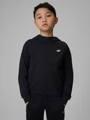 Bluzy dla chłopców - 4F Bluza sportowa regular z kapturem chłopięca - czarna 158/164 (12-14 lat) - miniaturka - grafika 1