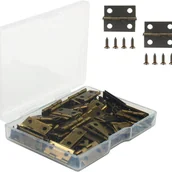 Zawiasy, okucia i inne akcesoria - Miniaturowe zawiasy retro, 50 sztuk Trwałe i solidne miniaturowe zawiasy ze stali nierdzewnej ze śrubami do szkatułek na biżuterię, szafek, szuflad i - miniaturka - grafika 1