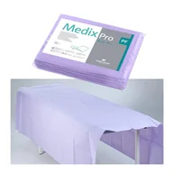 Kosmetyczne akcesoria jednorazowe - Prześcieradło jednorazowe 150cm x 210cm fioletowe podfoliowane 54g MedixPro 5szt - miniaturka - grafika 1