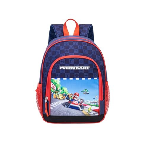 ToyBags Plecak szkolny Super Mario Kart - 2 kieszenie boczne - Regulowane paski zapewniające całodzienny komfort - Wyściełany tył - 37 x 27 x 17 cm, Biały, M, Casual