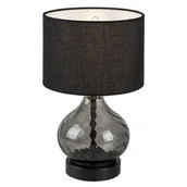 Lampy stojące - Lampa stołowa dekoracyjna dymiona szklana falowana podstawa cylindryczny czarny abażur do salonu przedpokoju 1xE14 25W PIRELO Rabalux - miniaturka - grafika 1