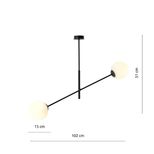 Emibig LINEAR 2 BLACK/OPAL 1169/2 lampa sufitowa żyrandol nowoczesny klosze 1169/2 - Lampy sufitowe - miniaturka - grafika 6