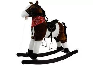 Import LEANToys Koń Na Biegunach Ciemny Brąz 74 CM - Zabawki na biegunach - miniaturka - grafika 1