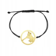 Bransoletki - Bransoletka Pozłacana Kot Tajski 925 sznurek Prezent Biżuteria GRAWER - miniaturka - grafika 1