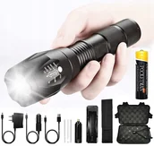 Latarki - Mocna Latarka Taktyczna Led Cree Wodoodporna Zoom - miniaturka - grafika 1