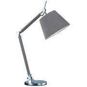 Lampy stojące - Abażurowa lampa biurkowa Zyta ruchoma aluminium szara - miniaturka - grafika 1