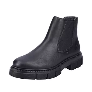 Botki damskie - Rieker Damskie sztyblety Chelsea Boots M3854, czarny, 41 EU - grafika 1