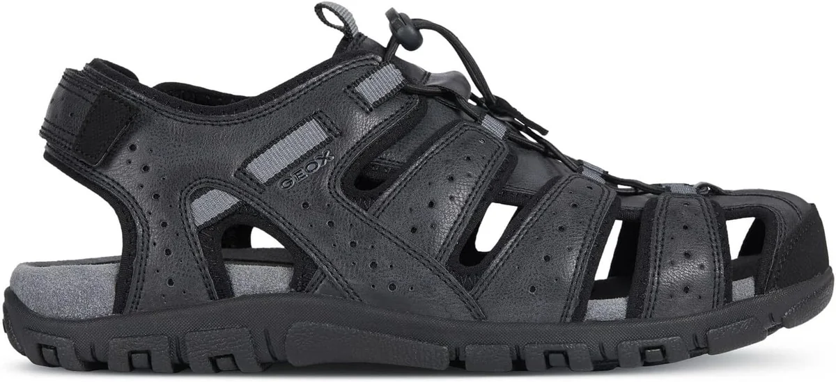 Geox Sandały męskie outdoor - woskowana skóra, ściągacz, rozmiar 45 EU