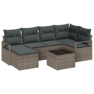 vidaXL 6-częściowy zestaw sofy ogrodowej z poduszkami czarny technorattan, vidaXL sofa ogrodowa 2-osobowa z poduszkami szary technorattan - Sofy ogrodowe - miniaturka - grafika 1