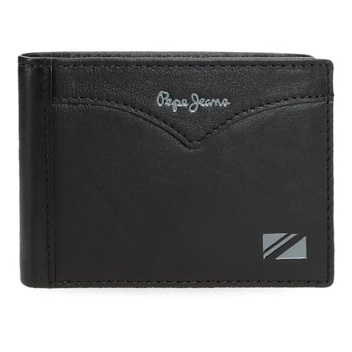 Pepe Jeans Kurtka Poziomy portfel z portmonetką czarny 11,5x8x1 cm Skóra by Joumma Bags, Czarny (Black), Talla única, Poziomy portfel z portfelem