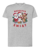 Koszulki i topy damskie - Koszulka Świąteczna Boże Narodzenie Mikołaj Renifer Szary melanż L - miniaturka - grafika 1