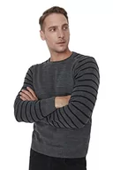 Bluzy męskie - Trendyol Męska bluza z okrągłym dekoltem, gładka, wąska bluza, szara, S, Szary, S - miniaturka - grafika 1