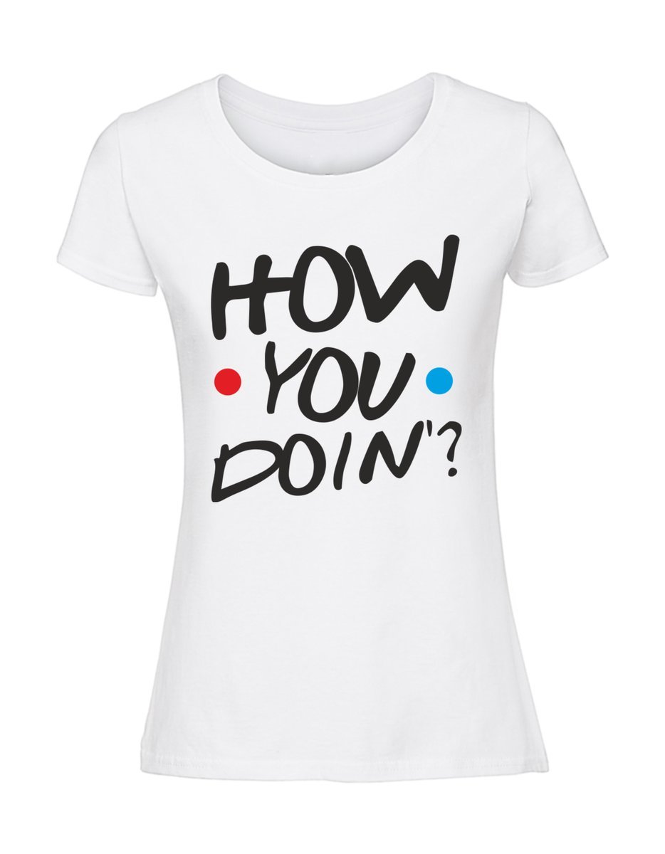 Damska koszulka z nadrukiem - how you doin v1 biały XL