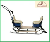 Sanki i ślizgacze - Sanki na amortyzatorach Mikrus Duo Sport z oparciami pchaczem i siedzonkami - miniaturka - grafika 1