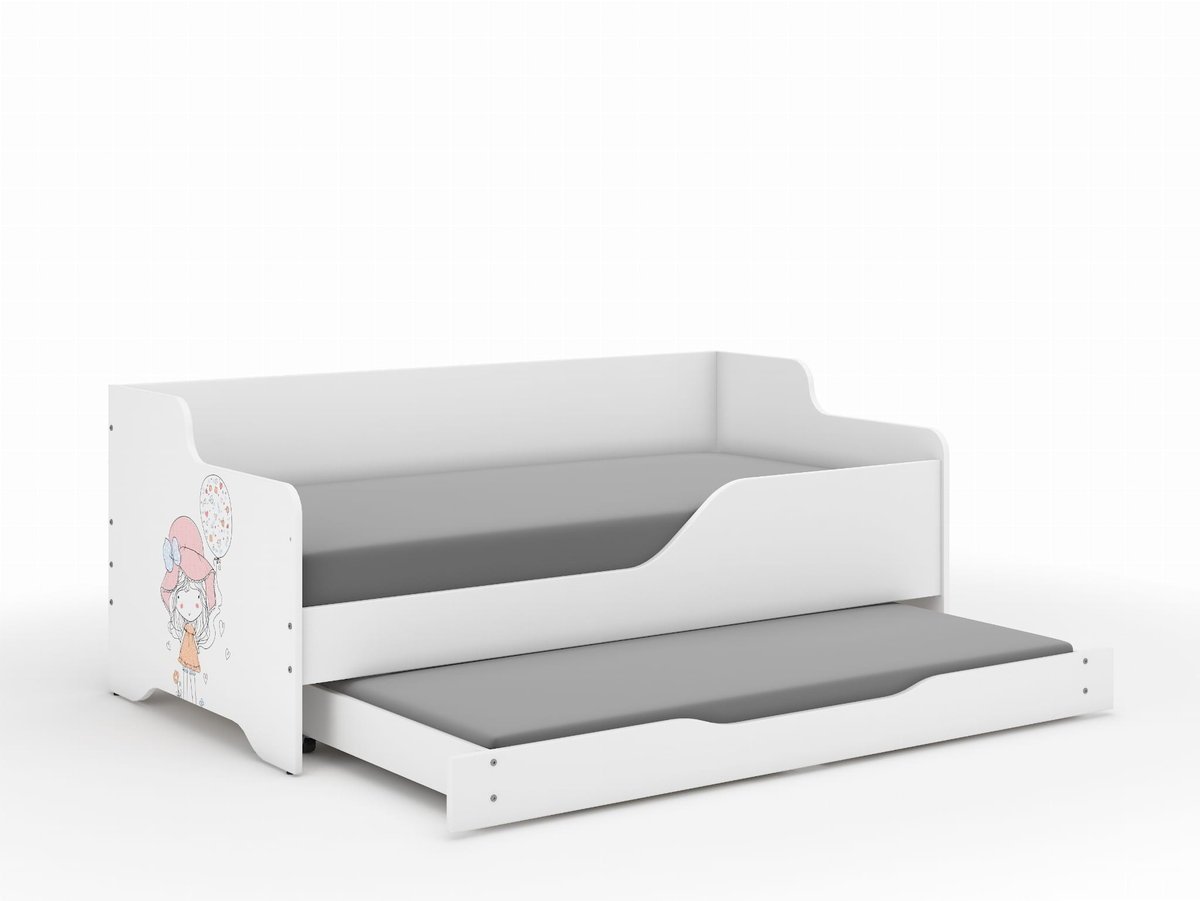 Łóżko dziecięce LILU 160x80 DZIEWCZYNKA Z BALONIKIEM z funkcją spania