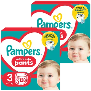 Zestaw Pampers Pants, pieluchomajtki, rozmiar 3, 6-11 kg, 2 x 128 sztuk - Pieluchy - miniaturka - grafika 1