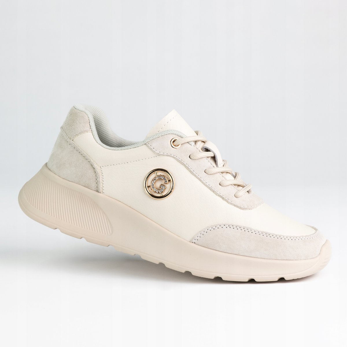 Skórzane półbuty damskie GOODIN GD-XF-191 zamsz logo lekkie klasyk beż 38