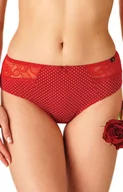 Majtki damskie - Key 2-pak figi w kropeczki wykończone koronką, Kolor czerwono-czarno-biały, Rozmiar L, Key - Primodo.com - miniaturka - grafika 1