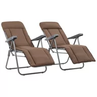Fotele i krzesła ogrodowe - vidaXL Składane krzesła ogrodowe z poduszkami, 2 szt., brązowe - miniaturka - grafika 1