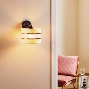 Kinkiet Helen wysięgnik tekstylny klosz ecru-złoty - Lampy ścienne - miniaturka - grafika 2