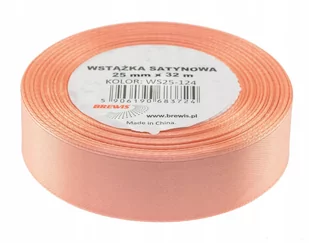 Brewis Wstążka dekoracyjna satynowa 25mm/32m łososiowa 124 - Pasmanteria - miniaturka - grafika 1