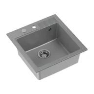 Zlewozmywaki - Zlewozmywak granitowy Root Chef Leo Box, szary, 50 x 52 x 20 cm - miniaturka - grafika 1