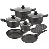 Zestawy garnków i patelni - SK KOMPLET GARNKÓW Z MARMURKOWĄ POWŁOKĄ NIEPRZYWIERAJĄCĄ 12-ELE KLAUSBERG KB-7658 emix - miniaturka - grafika 1