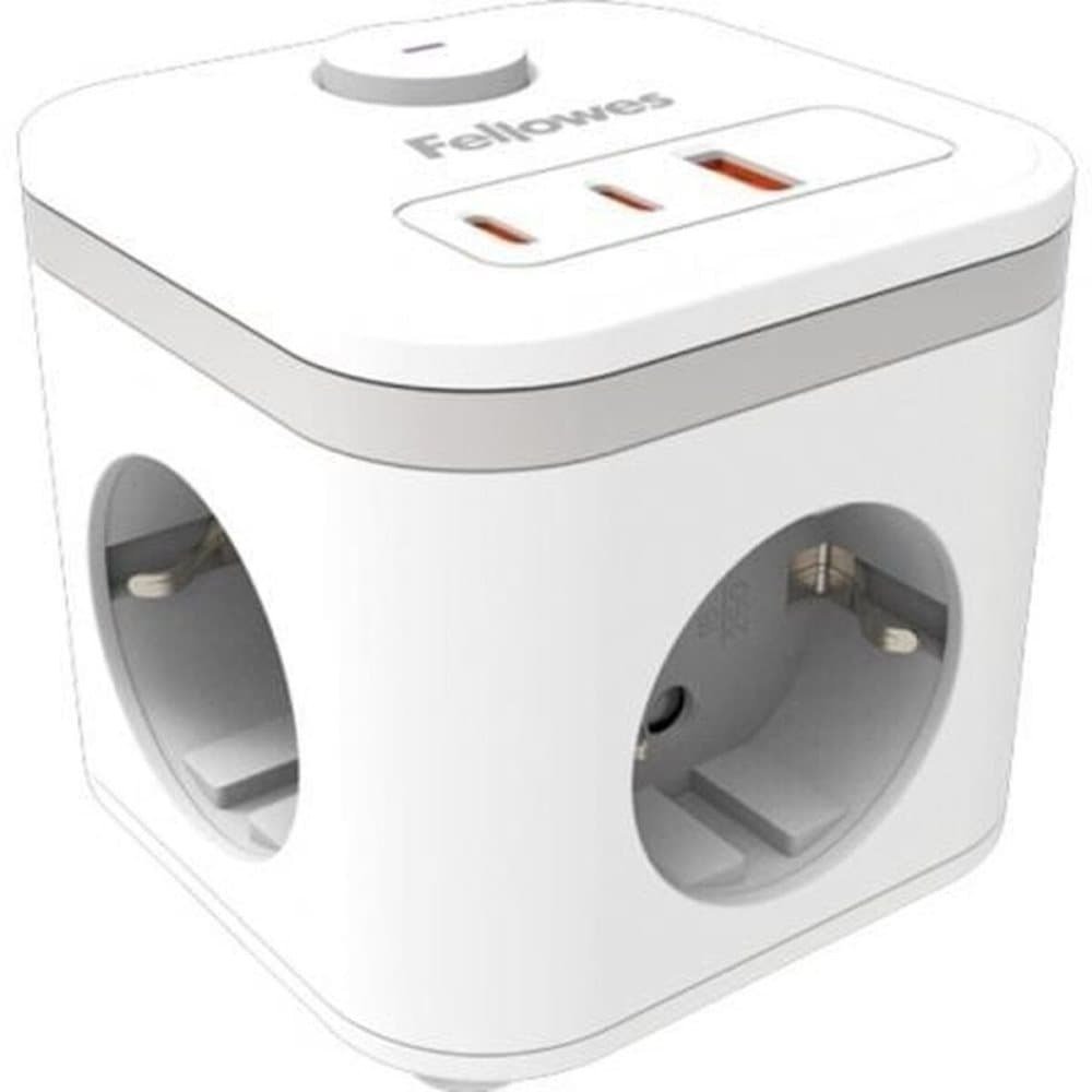 Listwa zasilająca Fellowes Power Cube 3 gniazda,1xUSB-A,2xUSB-C,przycisk biały 100137168