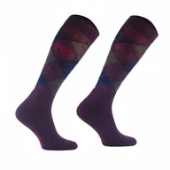 Skarpetki jeździeckie - COMODO Podkolanówki jeździeckie MERINO KARO - bordo/granat/oliwka - miniaturka - grafika 1