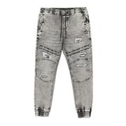 Spodnie męskie - Cropp - Szare jeansowe joggery z przetarciami - Jasny szary - miniaturka - grafika 1
