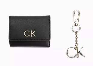 Calvin Klein Zestaw portfel + brelok K60K610016 one size RE-Lock Trifold XXS +Key Fob - Portfele - miniaturka - grafika 1