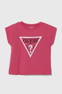 Koszulki dla dziewczynek - Guess t-shirt dziecięcy kolor różowy - miniaturka - grafika 1