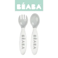 Sztućce dla dzieci - Beaba Sztućce plastikowe w etui grey Beaba - miniaturka - grafika 1